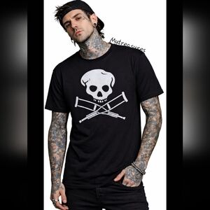 New jackassforever ❤️ Jackass Skull & Crutches Logo Black Cotton Tee Promo Movie